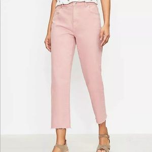 COPY - Loft High Waist Straight Crop Stretch Raw Hem Jeans Pink Size 27/4 NWOT